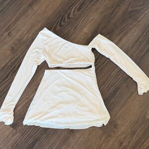 Asymmetrical Cream Long Sleeve dress